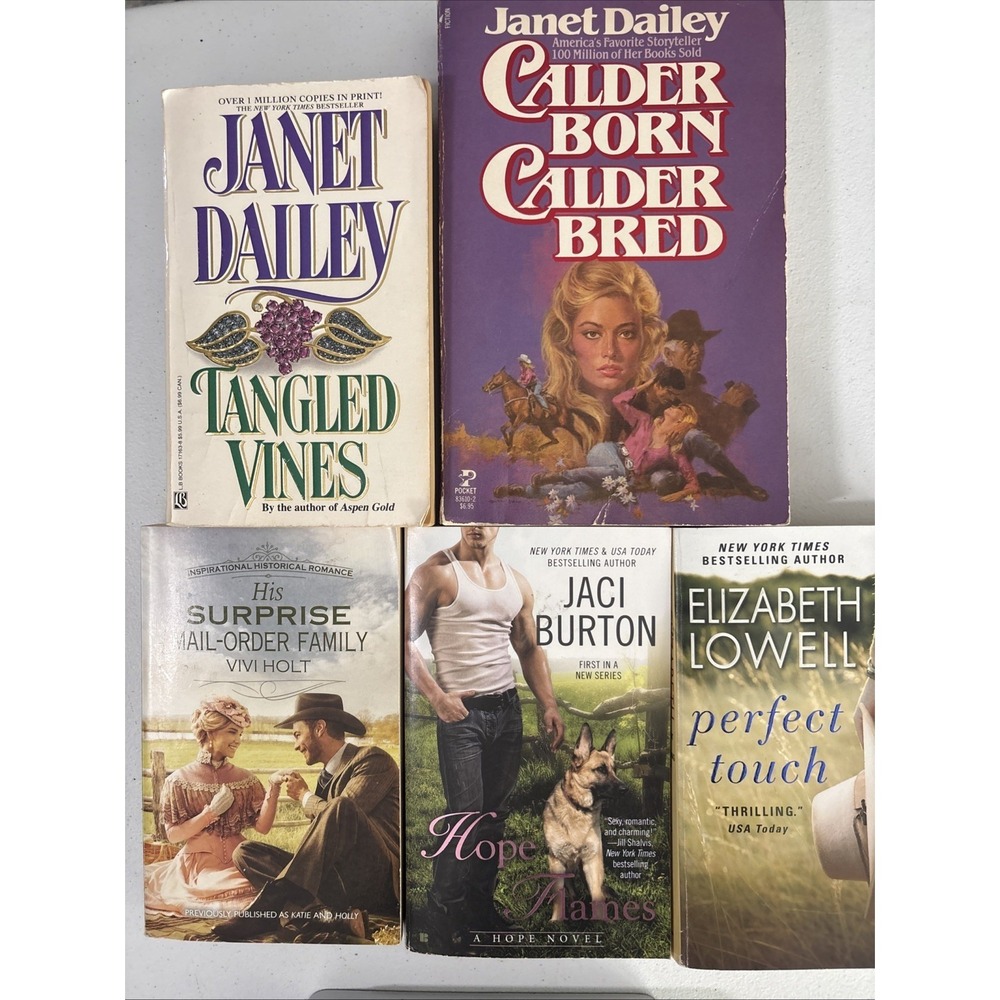 Lot of 5 Historical Romance Paperback Books Janet Dailey Elizabeth Lowell Jaci B